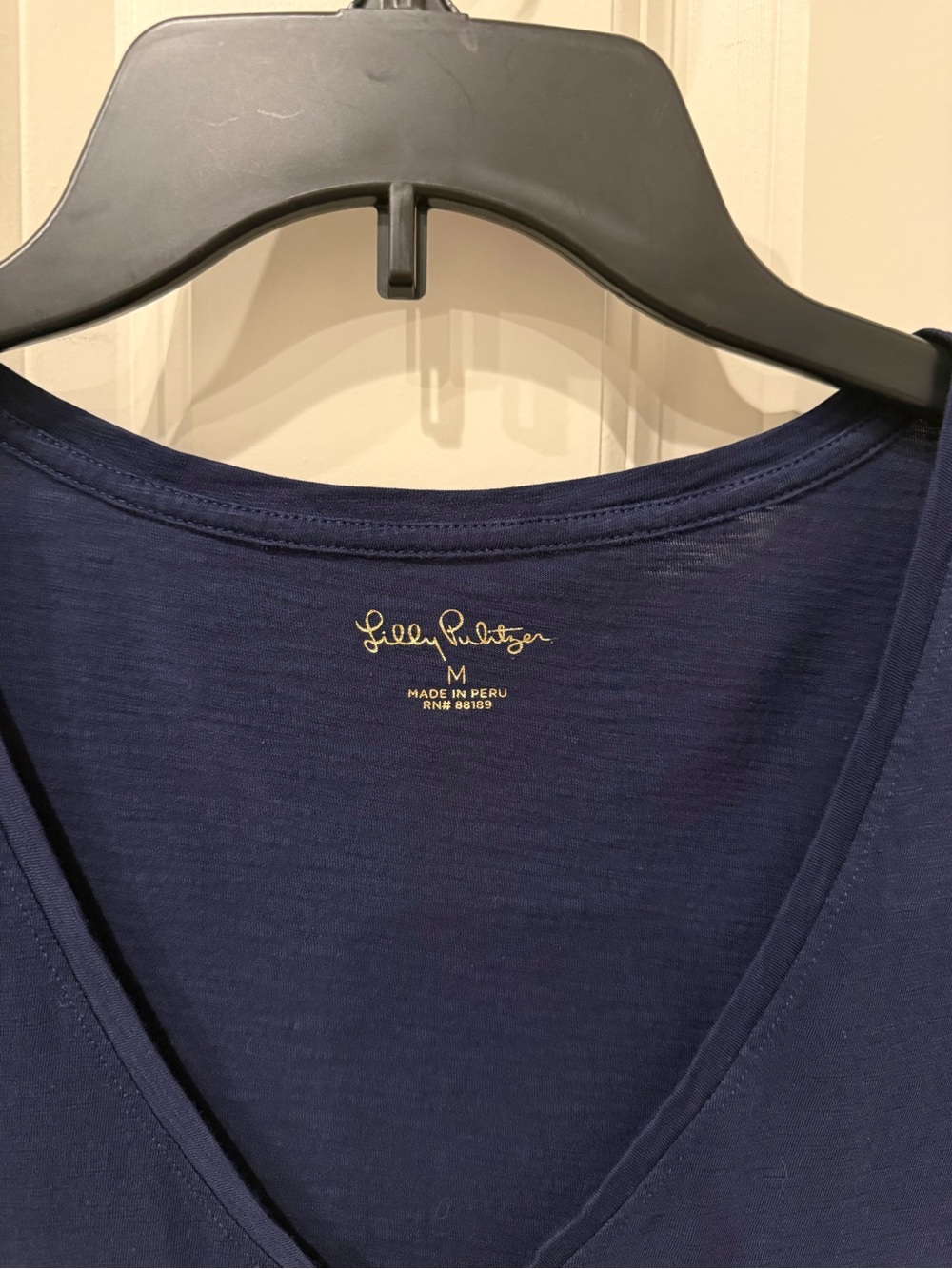 Lilly Pulitzer Navy V-Neck Short Sleeve Tee, medium, like new. - Picture 2 of 5